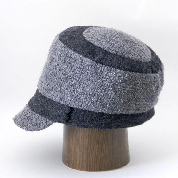 だんだんになったクラウンが個性的なキャスケット【だんだんキャスケット】レディース帽子 サイズ調整OK PL1527