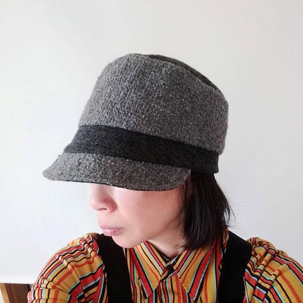 だんだんになったクラウンが個性的なキャスケット【だんだんキャスケット】レディース帽子 サイズ調整OK PL1527