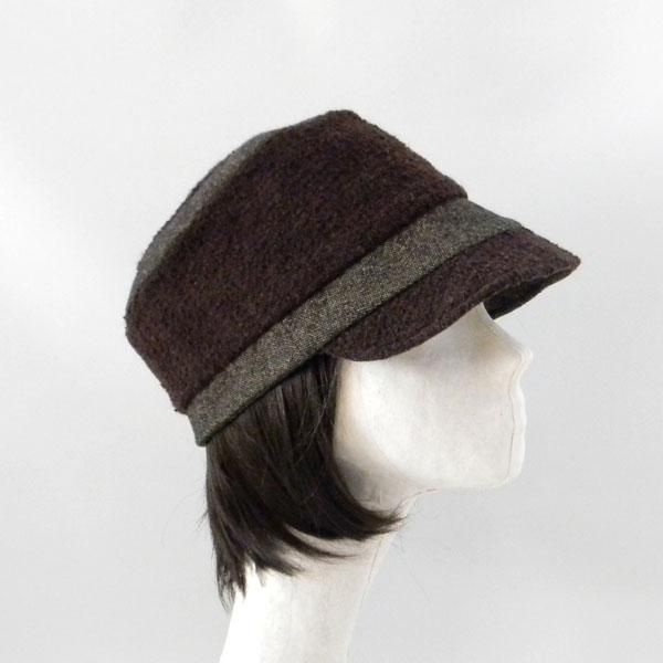 だんだんになったクラウンが個性的なキャスケット【だんだんキャスケット】レディース帽子 サイズ調整OK PL1527