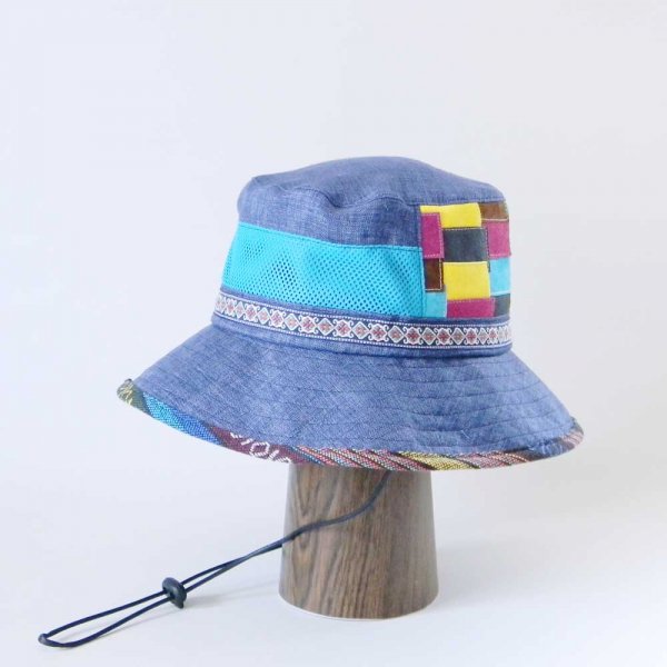 【OD2467】「山女日記」陽菜さんの帽子（ハット・後ろパッチワーク）素材と色をカスタムしたオーダーメイドの帽子です。
