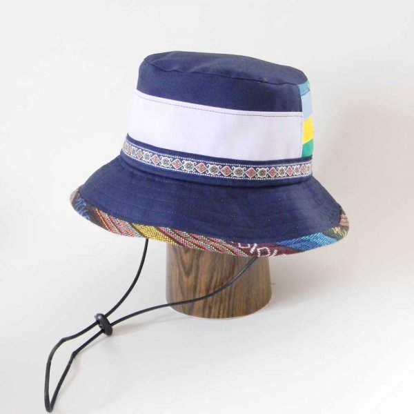 【OD2521】「山女日記」陽菜さんの帽子（ハット・後ろパッチワーク）素材と色をカスタムしたオーダーメイドの帽子です。