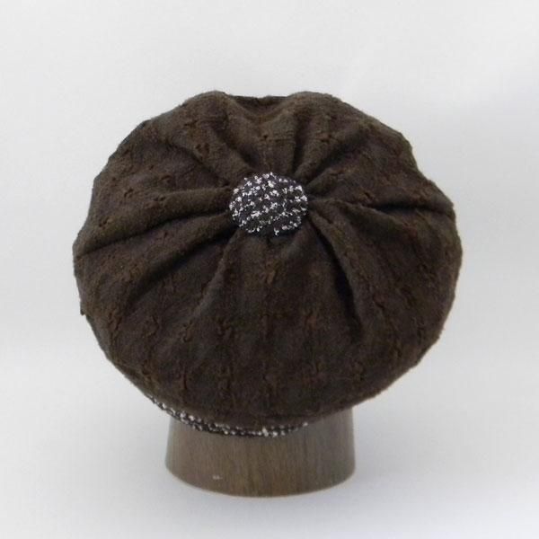 大きなボタンで後ろ姿が可愛いキャスケット【ボタンキャスケット】レディース帽子 秋冬用 小顔 サイズ調整OK PL1529