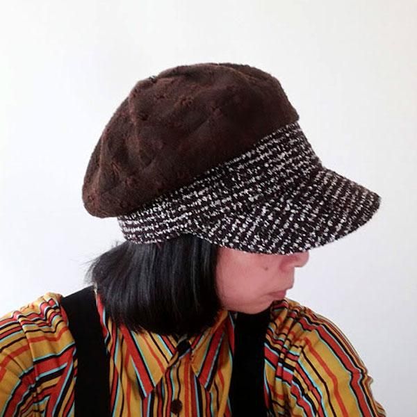 大きなボタンで後ろ姿が可愛いキャスケット【ボタンキャスケット】レディース帽子 秋冬用 小顔 サイズ調整OK PL1529