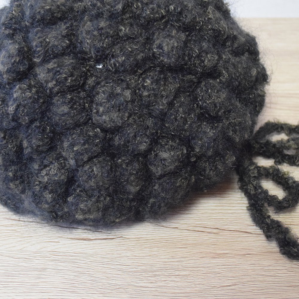 ポップコーン編みがポコポコ可愛いポップコーンベレー（ブラック）