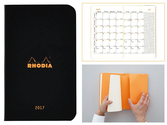 17手帳 Rhodia ロディア マンスリーダイアリー 12 19 5cm ブラック おしゃれで 珍しい文房具 海外 輸入文具 通販 フライハイト ステーショナリー