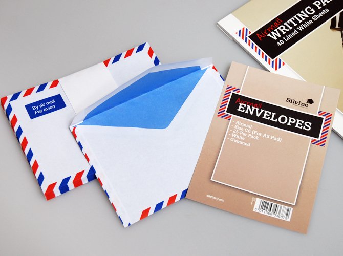 For A5 Pad 25 Silvine C6 Gummed Airmail Envelopes 