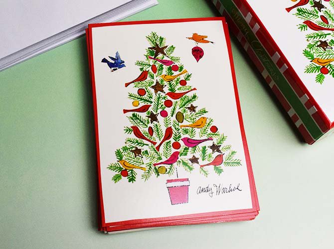 Galison クリスマスカード Boxセット アンディ ウォーホル クリスマスツリー おしゃれで 珍しい文房具 海外 輸入文具 通販 フライハイト ステーショナリー