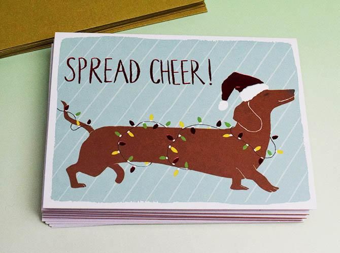 Galison ホログラム入り クリスマスカード セット Dachshund Spread Cheer おしゃれで 珍しい文房具 海外 輸入文具 通販 フライハイト ステーショナリー