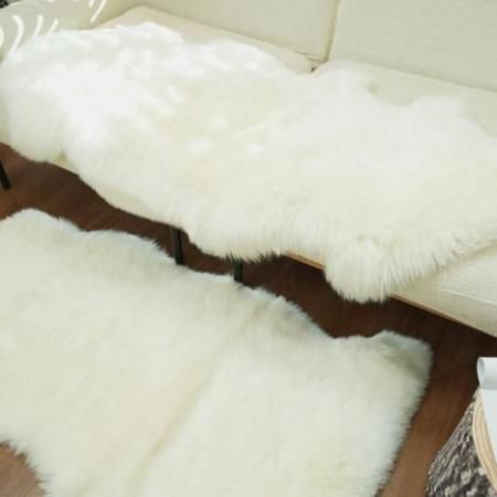 Aタイプ1.5匹物ムートン長毛フルスキン  アイボリー 約135x60cm 毛足約30mm
