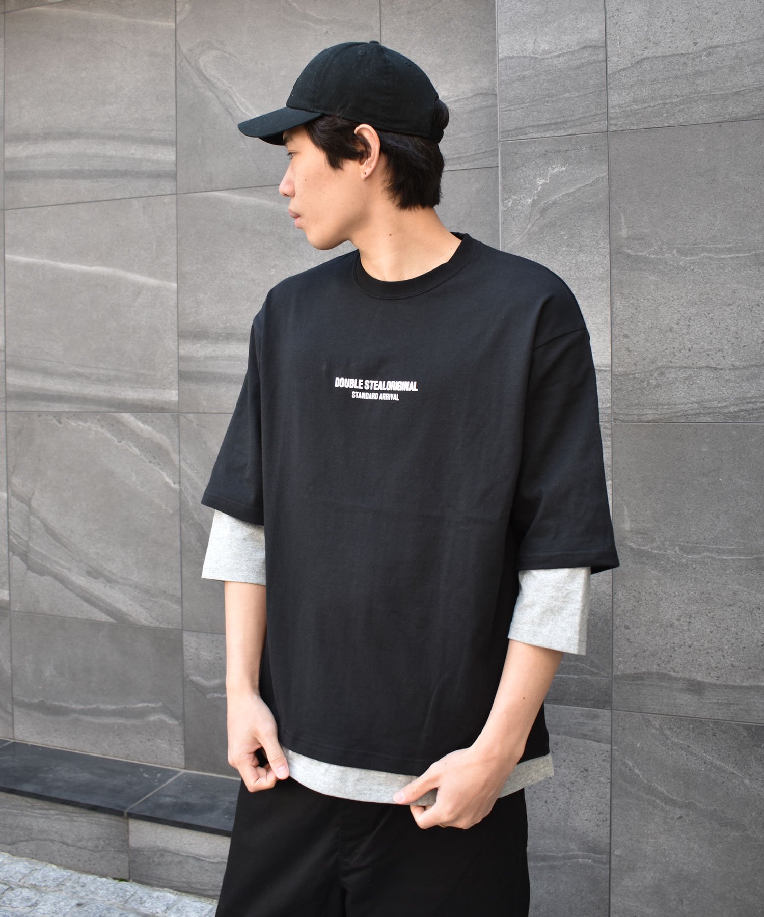 Layered Simple Tee - DOUBLE STEAL ONLINE SHOP