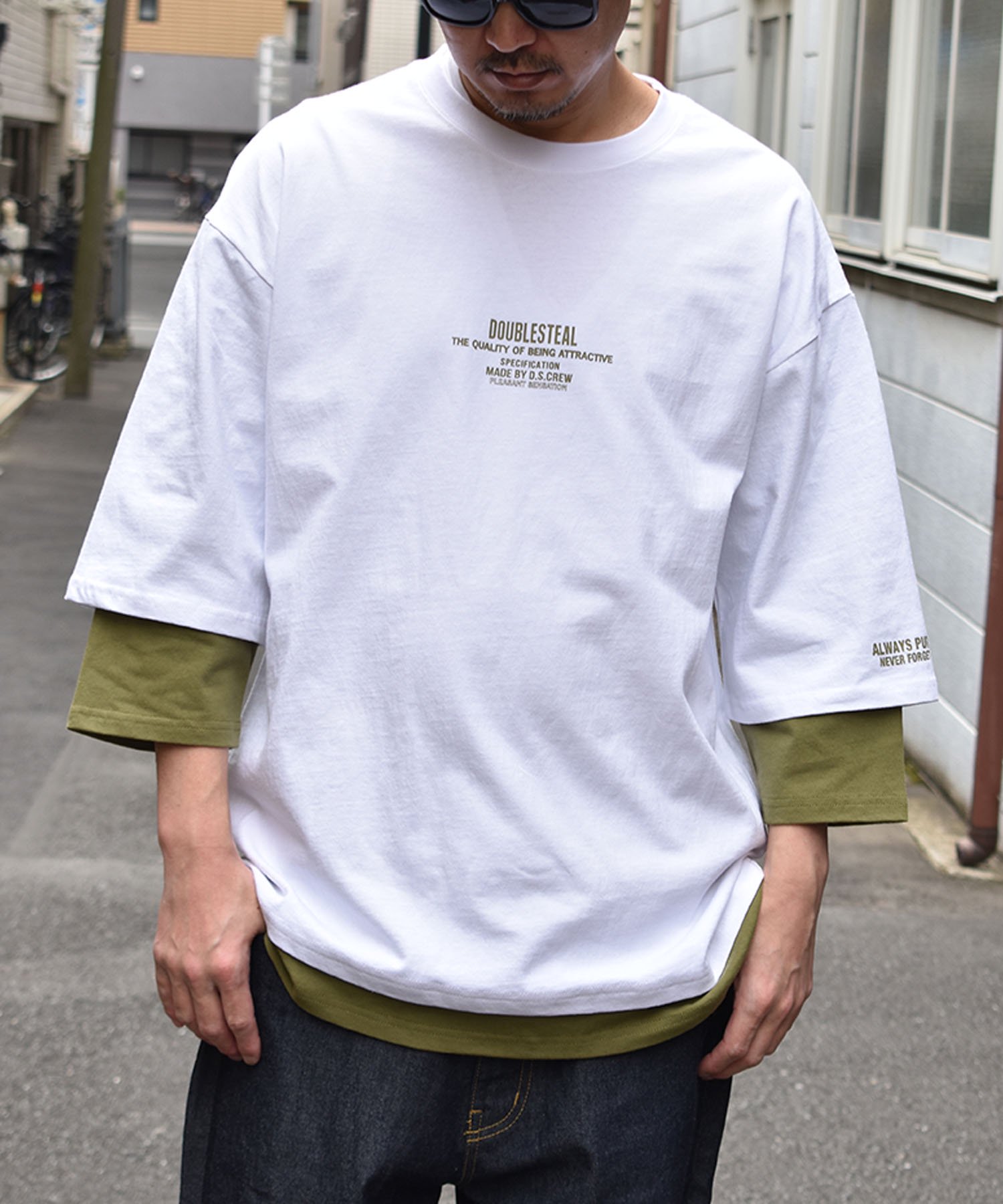 Layered Simple Pt Tee - DOUBLE STEAL ONLINE SHOP