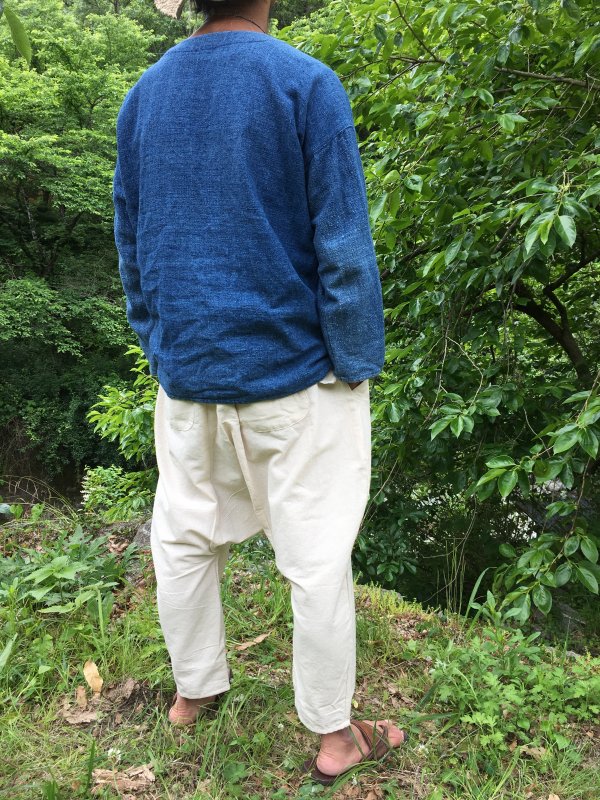 美品】blue in green コットンふんわりパンツ 生成り 高城染工場