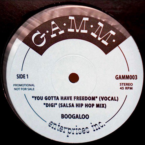 Boogaloo You Gotta Have Freedom 12inch この盤にはインスト も収録 そして Dig のsalsaバージョンもかっこいい