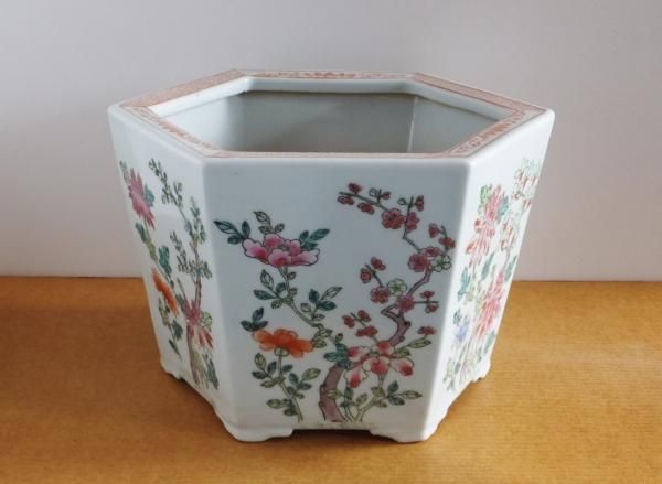 ♥中国製 硝子 金彩 花柄 鉢 φ180mm 置物 飾り 骨董 古玩