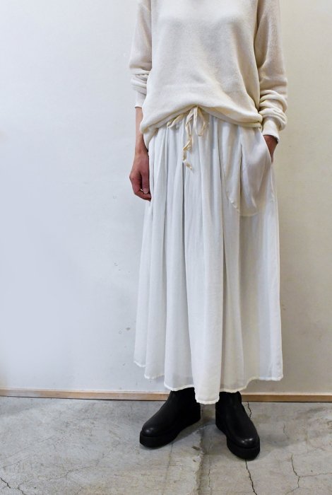 KristenseN DU NORD Silk Crepe Gathered Skirt (white)