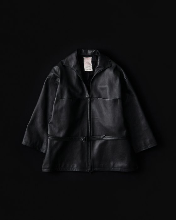 NICENESS Zip Up Leather Smock (Black)