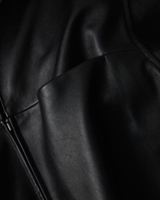 NICENESS Zip Up Leather Smock (Black)