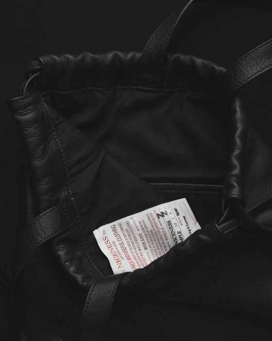 NICENESS Deer Leather Drawstring Bag (Black)