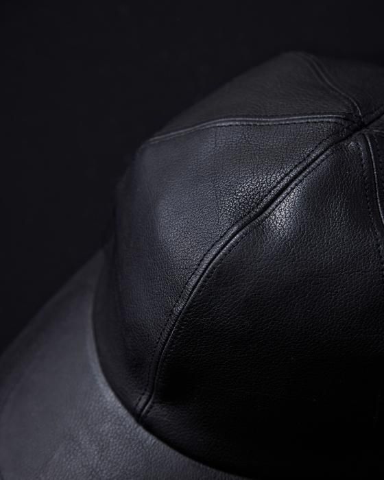 NICENESS Long Ville Cap (Buffalo Leather Black)