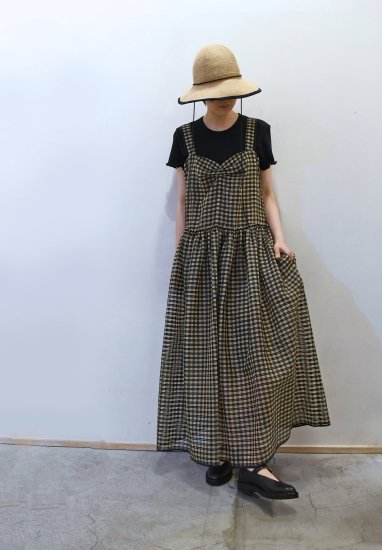 SARA LANZI Organza Strap Dress/Check