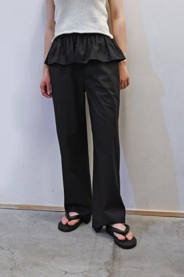 SARA LANZI Cotton Poplin Ruffled Pants (Black)