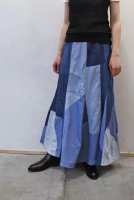 Johnbull  Patchwork Denim Skirt(Indigo Blue)