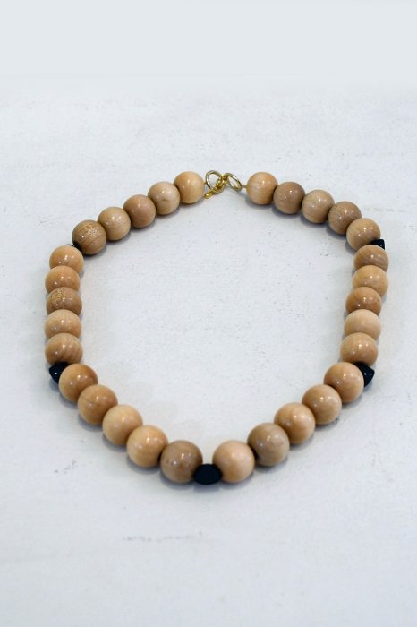 m's Braque Necklace ( Natural Wood & Onyx Black) (men)