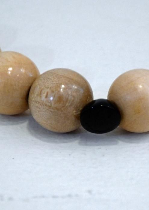m's Braque Necklace ( Natural Wood & Onyx Black) (men)