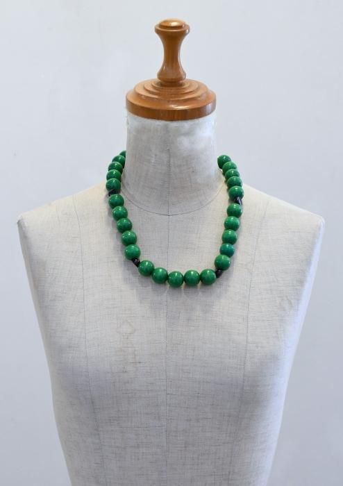 m's Braque Necklace (Green Wood & Onyx)(men)