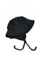 SOLD OUT TSUYUMI  Bucket Hat with Removable Crocheted Ear Cover (Black)