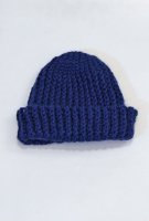 FINAL SALETSUYUMI  Hand-Crocheted Wide Rib Beanie (Deep Blue)