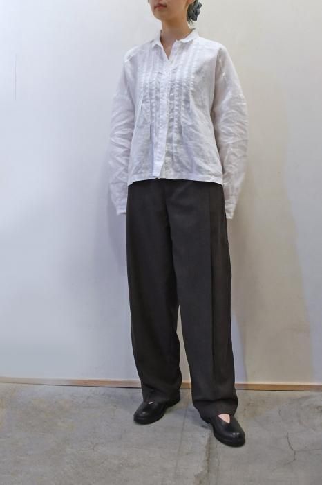 KristenseN DU NORD Linen Raw Smocking Shirt (White)