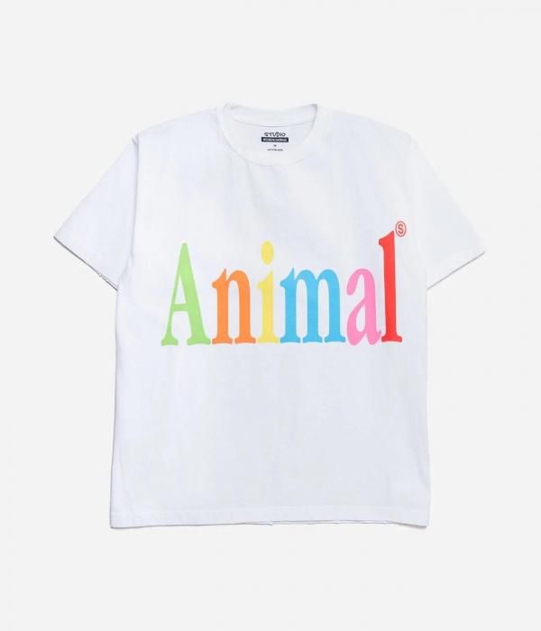 STUDIO WEAREALLANIMALS Animals Letter T-Shirt (White/Size L)