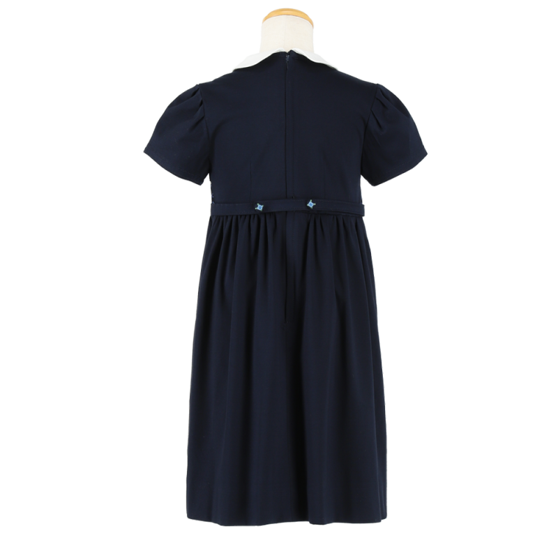 スモッキングスムースワンピース（B）23S-OP-001【NAVY(M-119) BLU