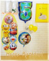 5歳の誕生日☆数字バルーン〜キャラクター風船が選べます！