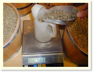 コーヒー豆の計量