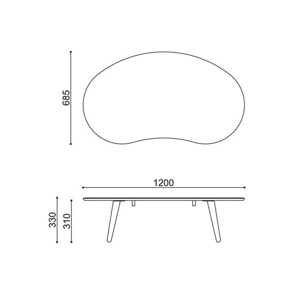 アルダー材120幅リビング ローテーブル モフィ