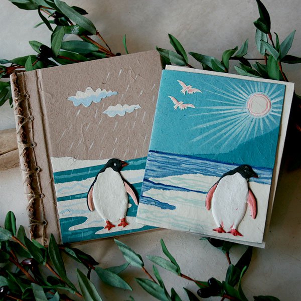 ぞうさんペーパー　海　グリーティングカード（ペンギン)