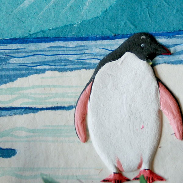 ぞうさんペーパー　海　グリーティングカード（ペンギン)