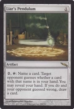 【ご確認用】ミラディン 嘘つきの振り子 英語 1枚　MTG 嘘つきの振り子/Liar's Pendulum 【R】 ※英語版｜マジック：ザ