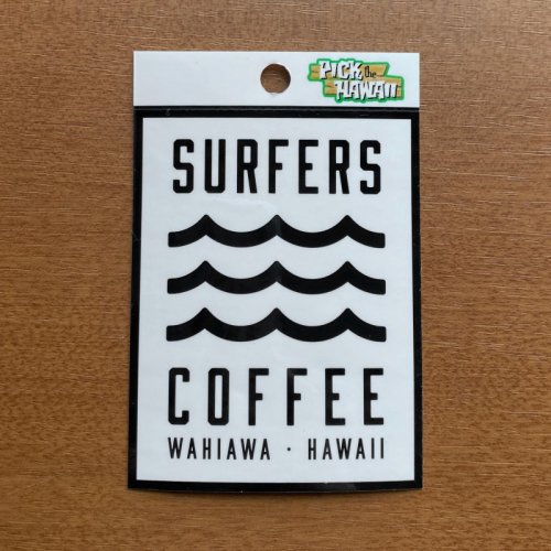 SURFERS COFFEE ステッカー　ロゴ／ホワイト - 本物のハワイをお届けするハワイ専門通販ショップ　ピック・ザ・ハワイ