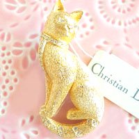 Cristian Dior クリスチャンディオール 猫のブローチ
