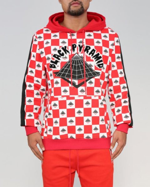 AY21)BLACK PYRAMID CHECKERプルオーバーパーカー(Y4161605)RED