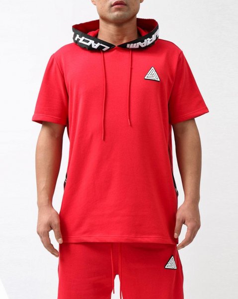 AZ50)BLACK PYRAMID ZIP PANEL パーカー半袖(Y1161882)RED/ブラック