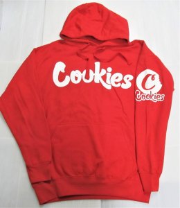 BF10)NO BRAND cookies プリントプルオーバーパーカー/RED/M/L/XL/2XL