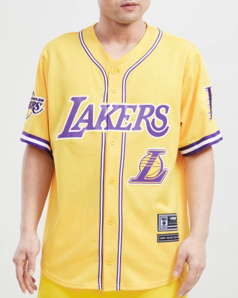 BF84)PRO STANDARD Los Angeles Lakers  ベースボールジャージシャツ/黄色/M/L/XL/2XL/3XL/ロサンゼルス・レイカーズ/HIPHOP - DR.JAK