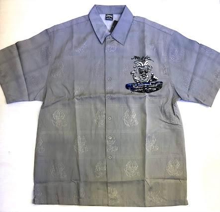 BH38)CRUIZIN LOW JOKER'S WILD柄半袖シャツ/GREY/ ウエッサイ
