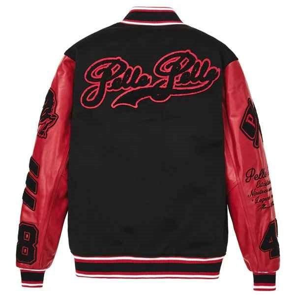 ペレペレジャケット BJ19)PELLE PELLE VARSITYジャケット/レザージャケット/BLK×RED