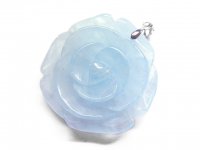 薔薇★【アクアマリン】藍玉★天然石彫刻ペンダント：AQ-83915
