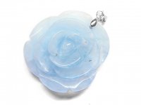 薔薇★【アクアマリン】藍玉★天然石彫刻ペンダント：AQ-83907